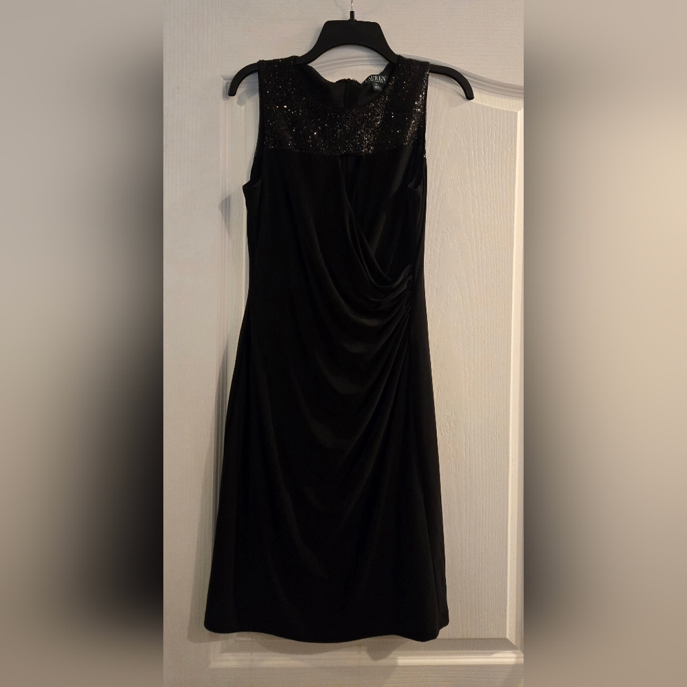 Ralph Lauren Black Asymmetrical One Shoulder Sheath Dress
